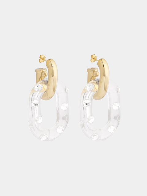 OVERSIZED XL LINK RHINESTONE EARRINGS