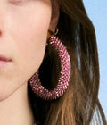 Pink pixel earrings in micro crystals