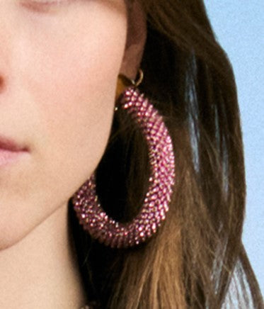 Pink pixel earrings in micro crystals