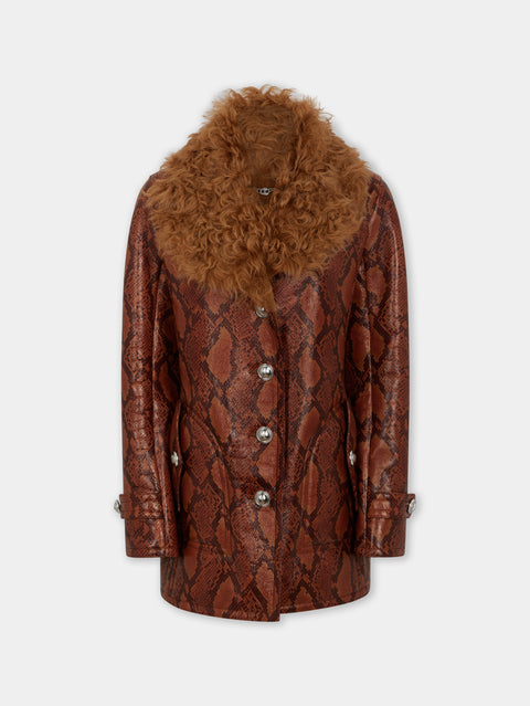 COAT IN PYTHON-FINISH SHEARLING