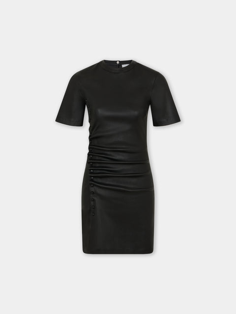 SHORT GATHERED DRESS IN LAMBSKIN