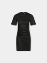 Robe courte drapée pression en cuir