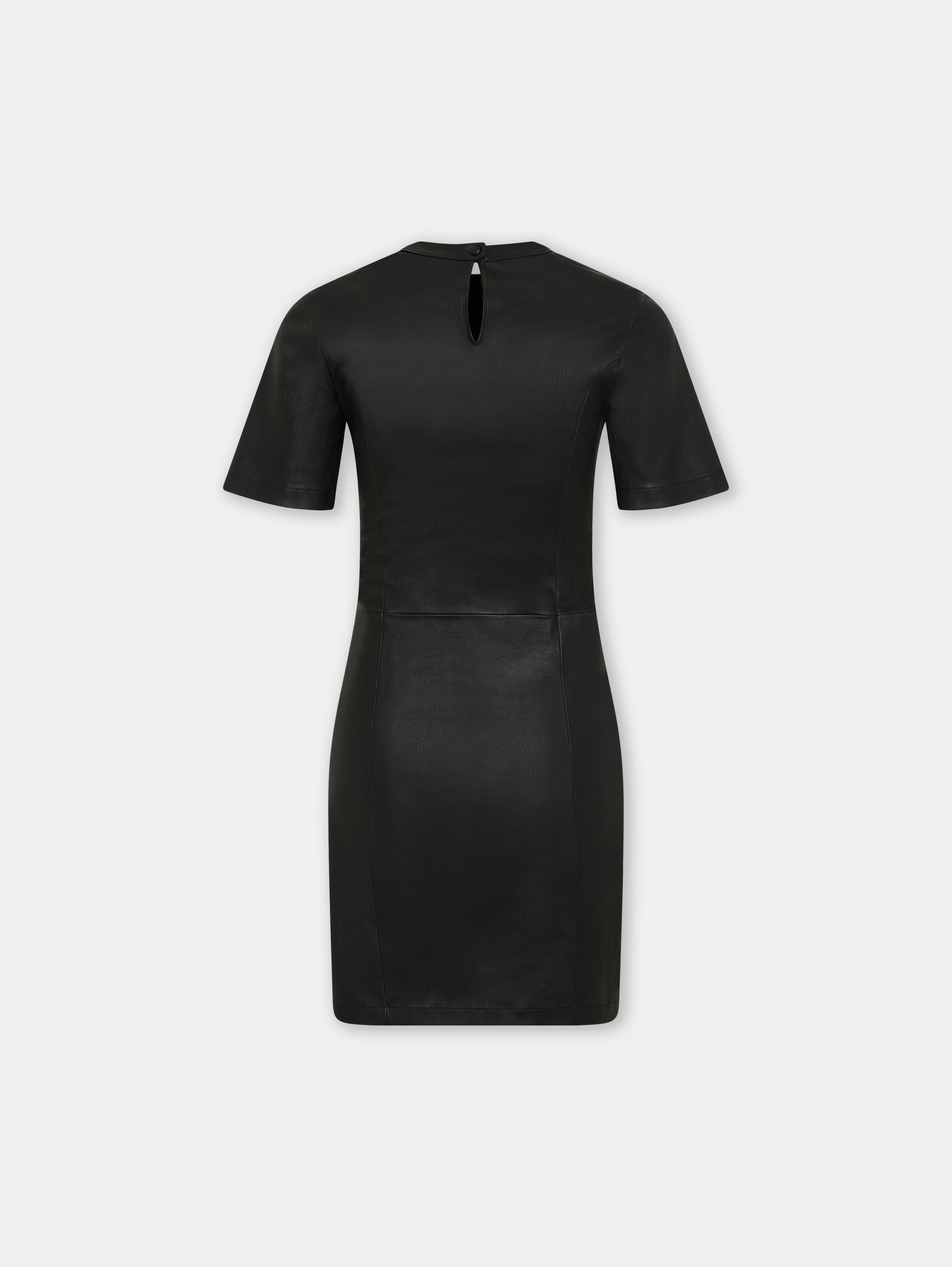 black short leather dress Paco Rabanne Women's Leather Mini Dress in Black