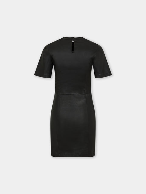 SHORT GATHERED DRESS IN LAMBSKIN