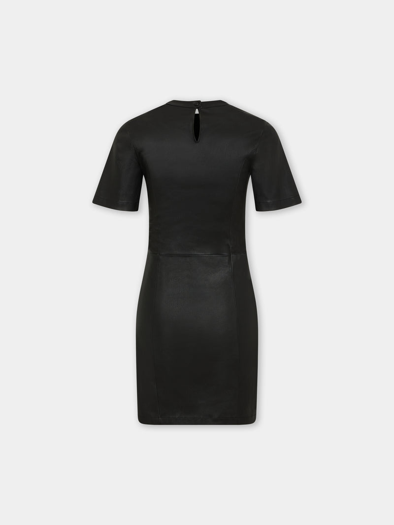 SHORT GATHERED DRESS IN LAMBSKIN