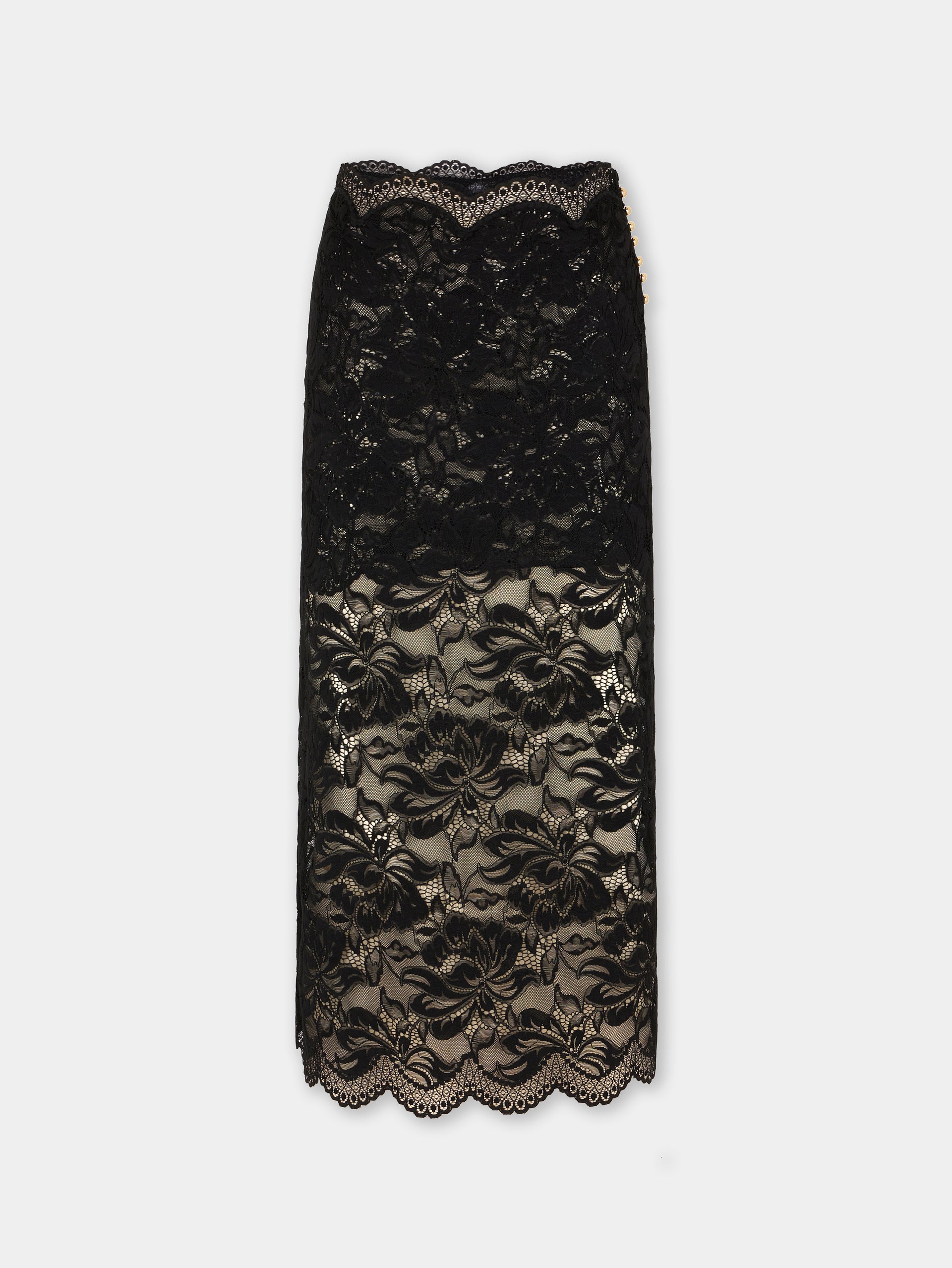 BLACK MIDI-SKIRT IN LACE