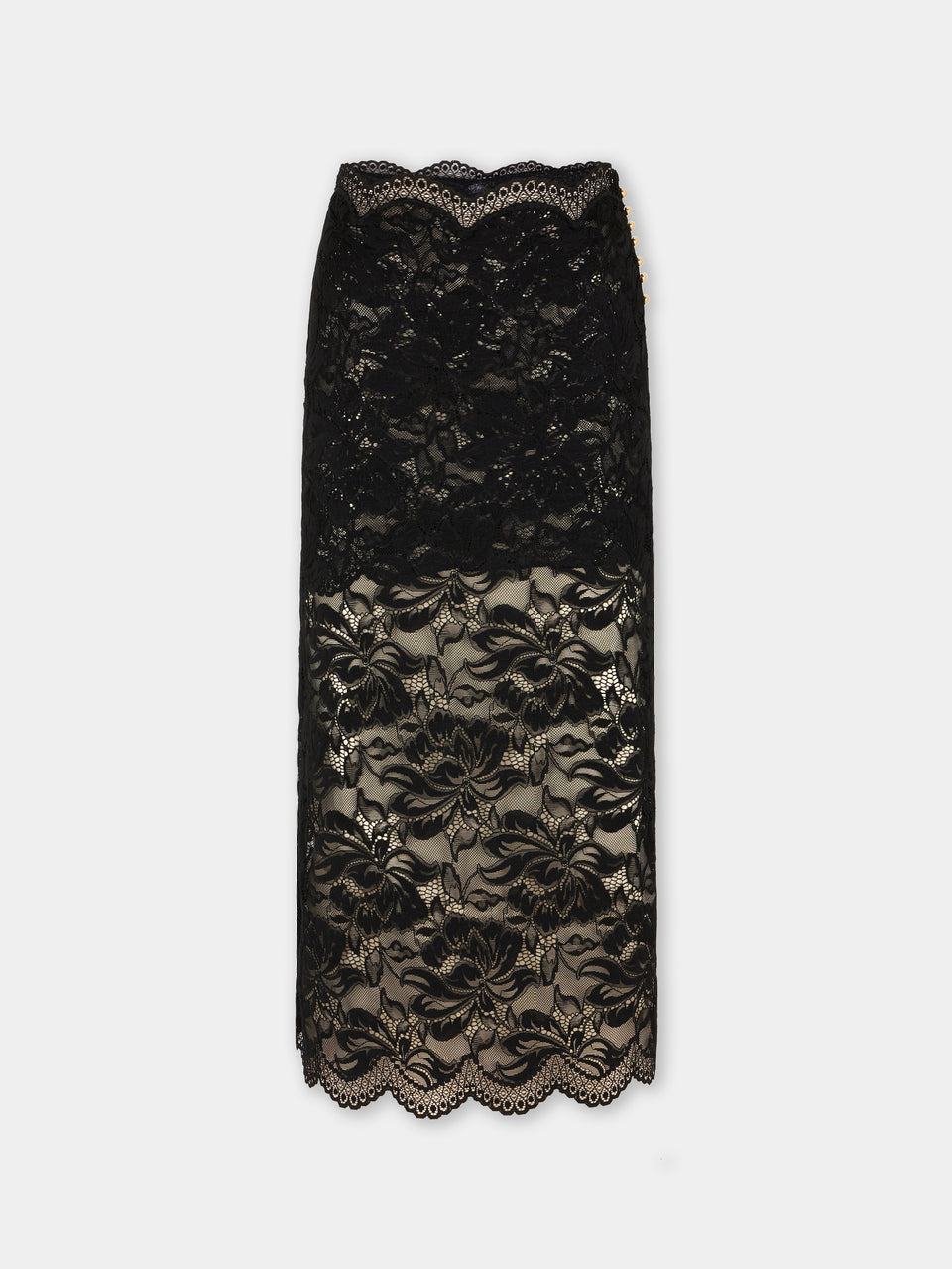 BLACK MIDI-SKIRT IN LACE