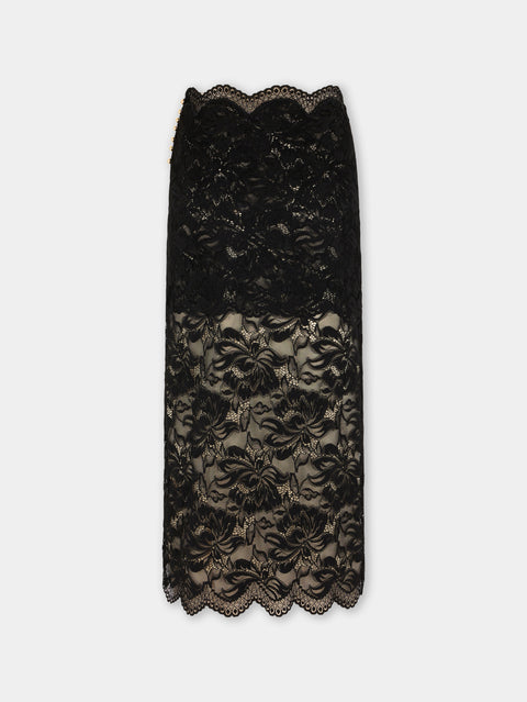 BLACK MIDI-SKIRT IN LACE