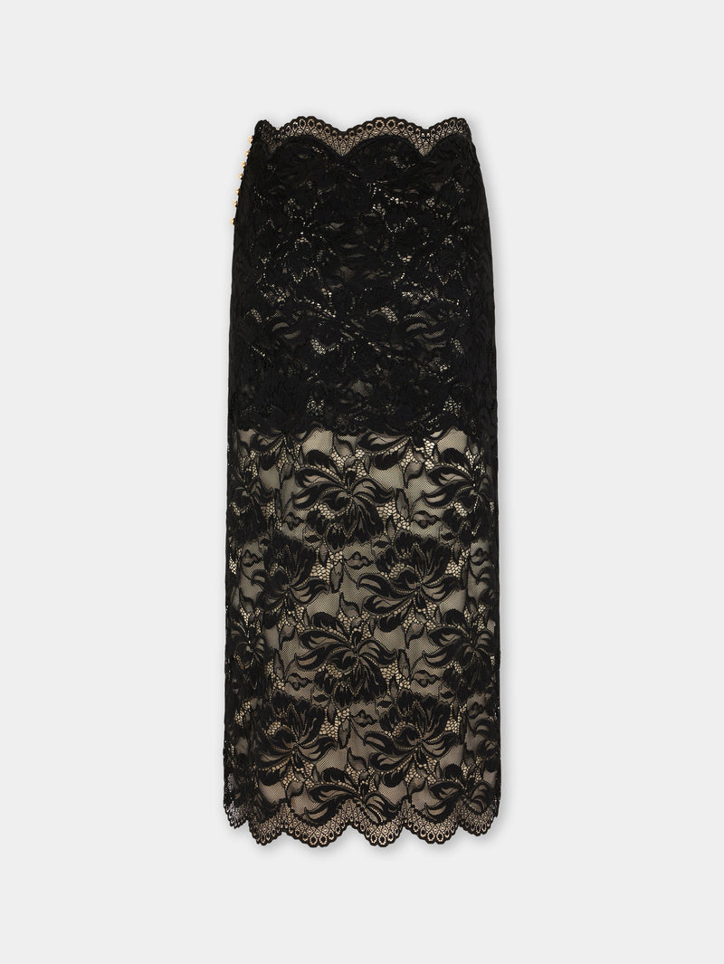 BLACK MIDI-SKIRT IN LACE