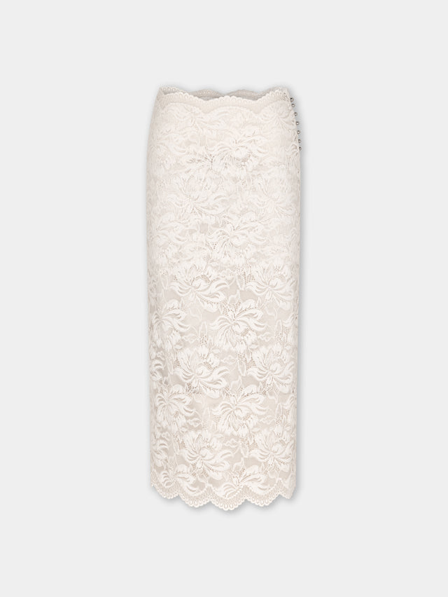 IVORY MIDI-SKIRT IN LACE