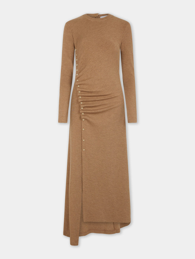 GATHERED LONG DRESS IN WOOL JERSEY