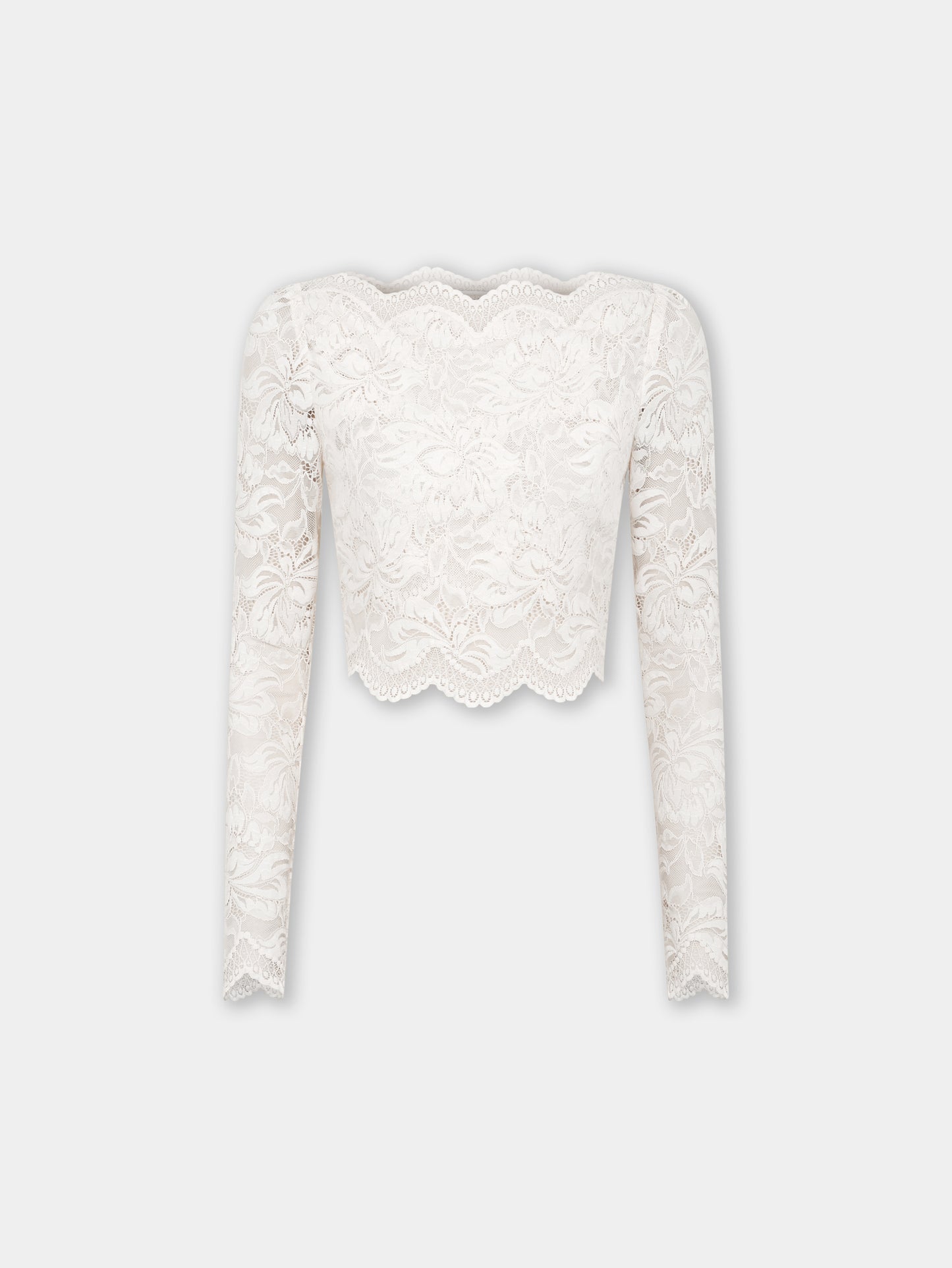 Ivory crop top in lace position 1