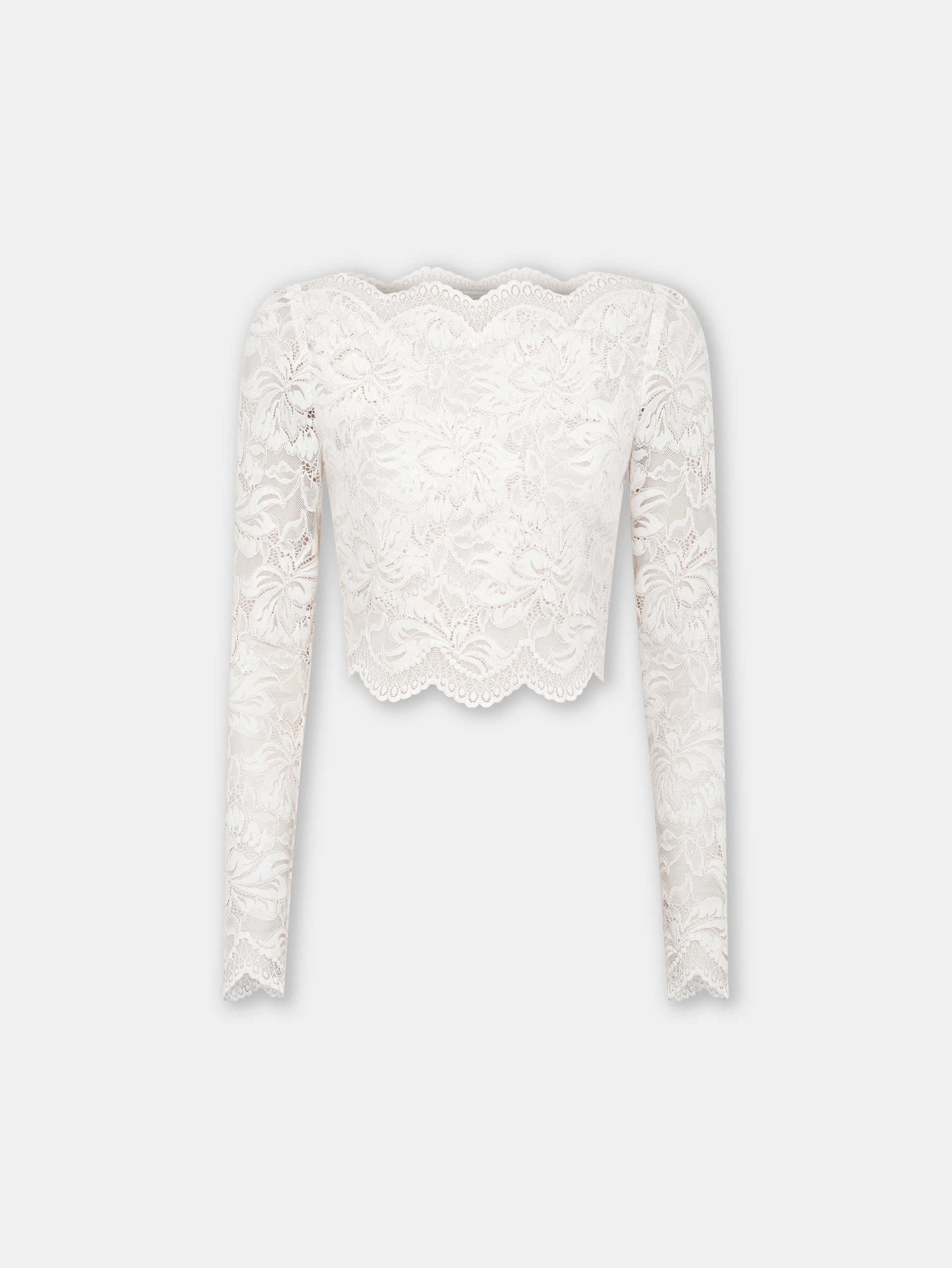 Ivory crop top in lace position 1