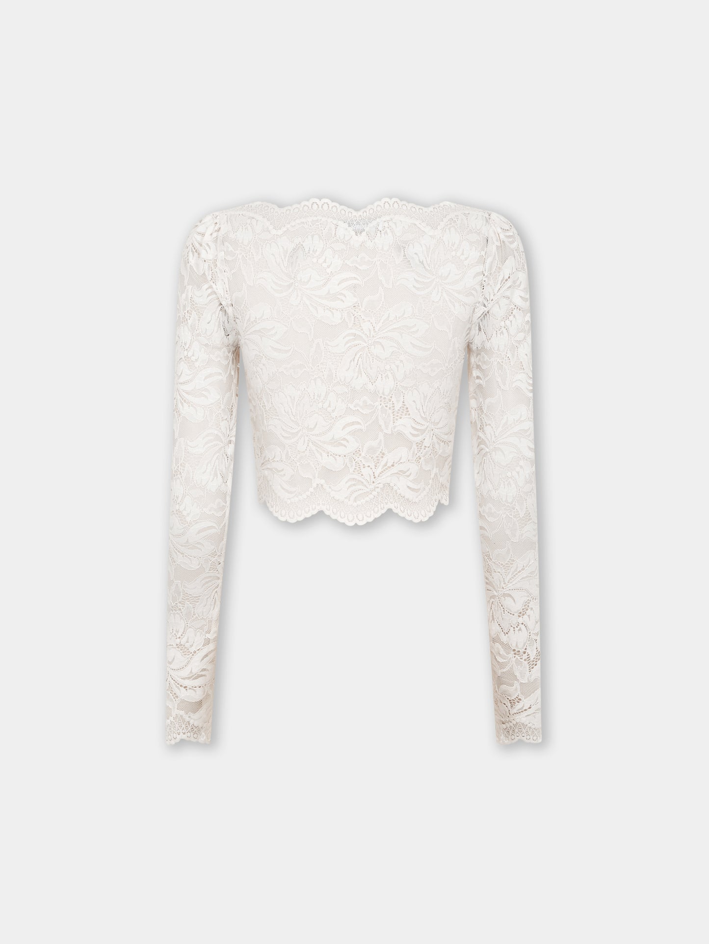 Ivory crop top in lace position 6