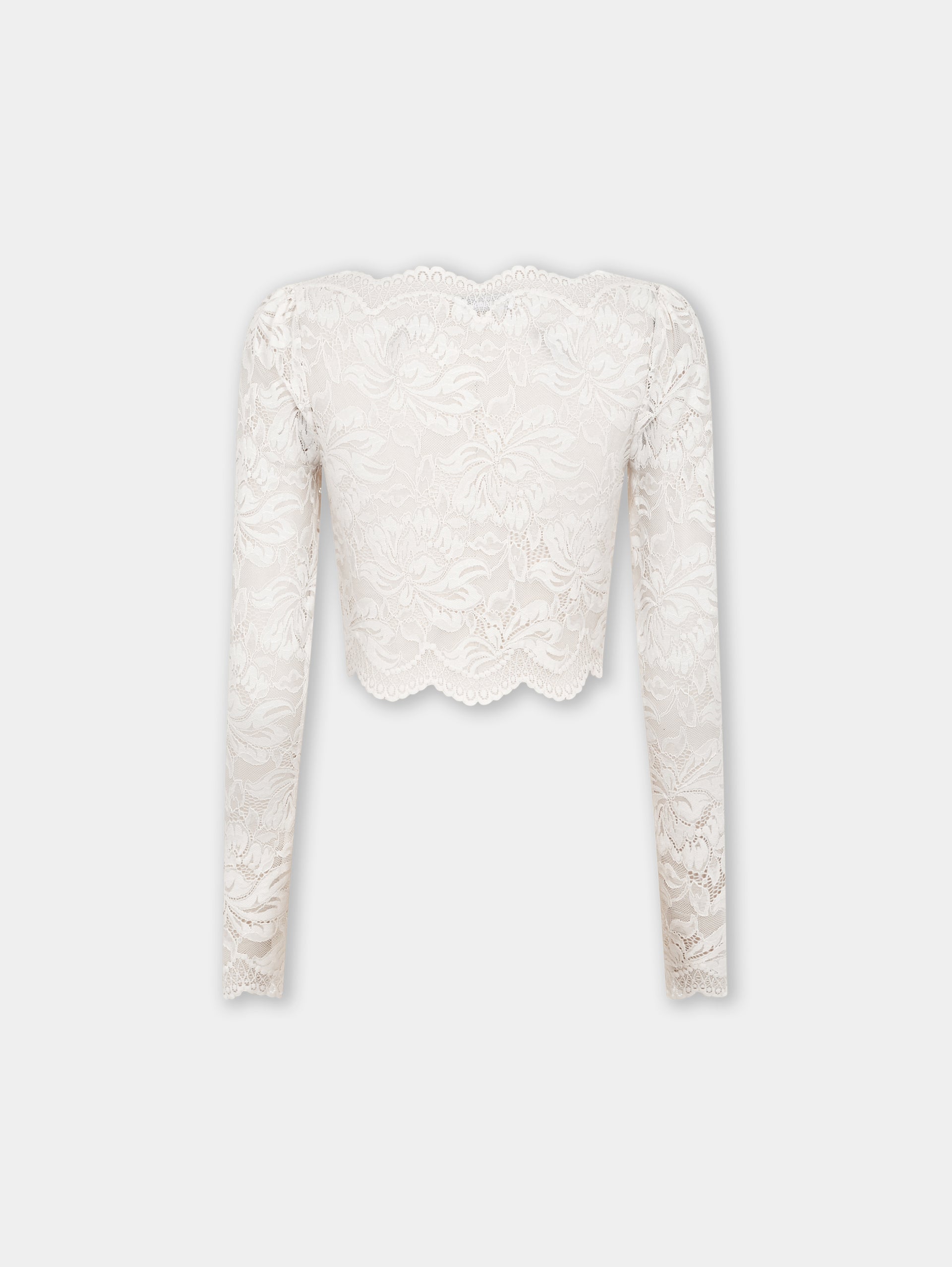 Ivory crop top in lace position 6