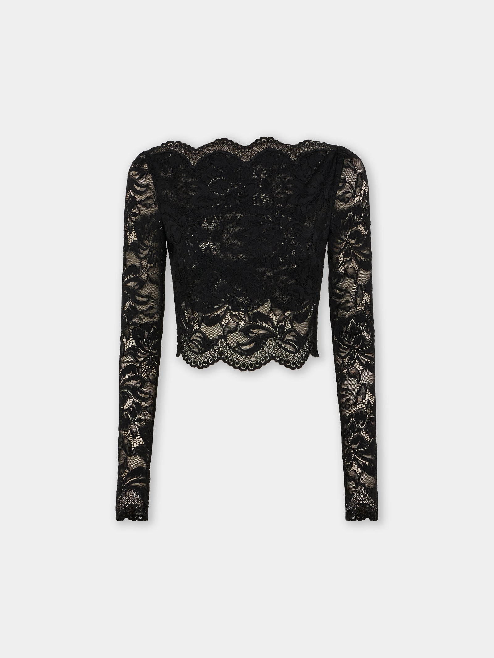 Black crop top in lace position 1 - Image 1
