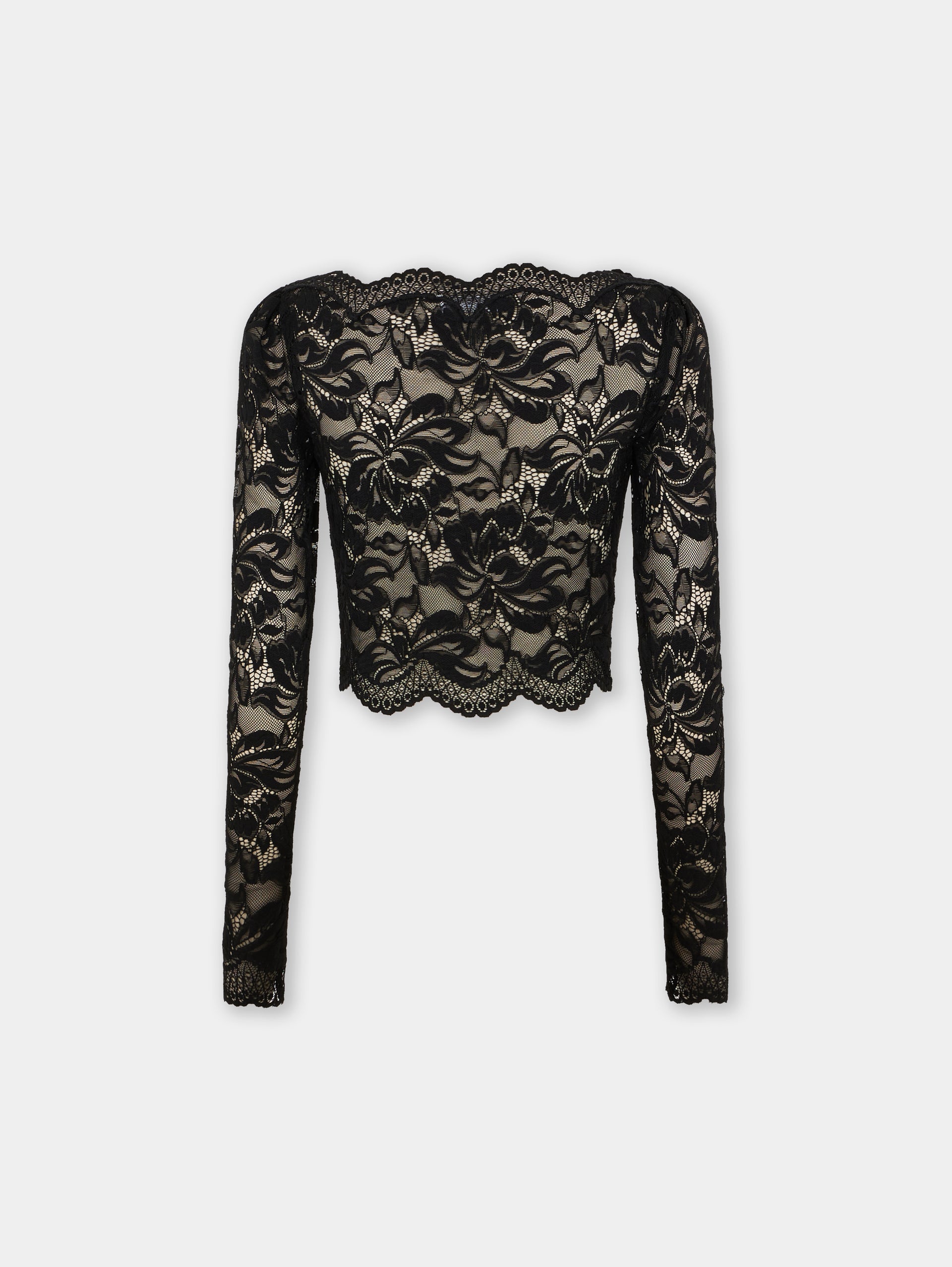 Rabanne Lace Crop Women Top - Black Rabanne Lace Crop Women Top - Black