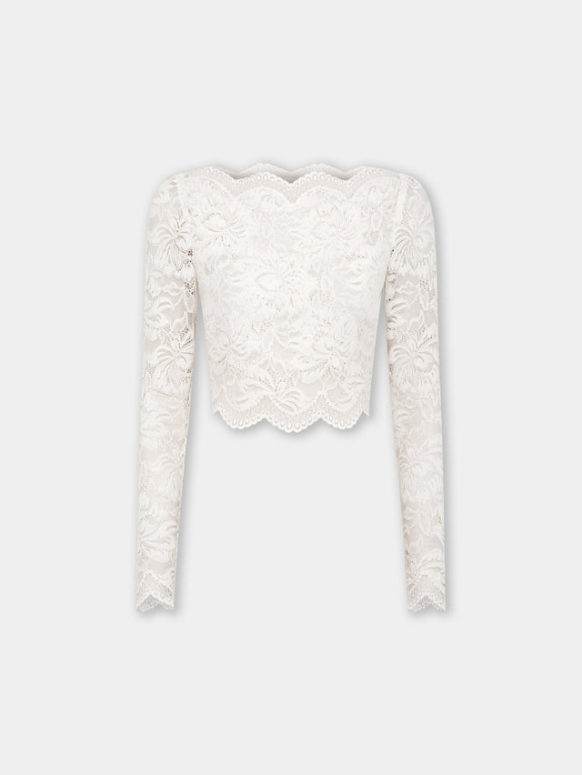 IVORY CROP TOP IN LACE