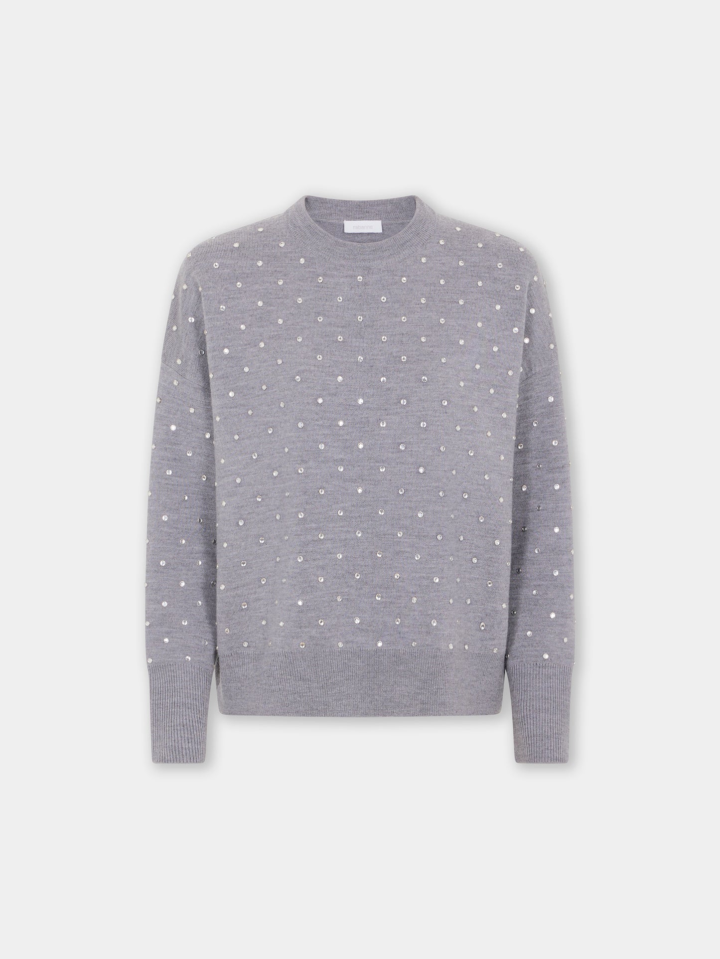 Grey crystal-embellished sweater in wool