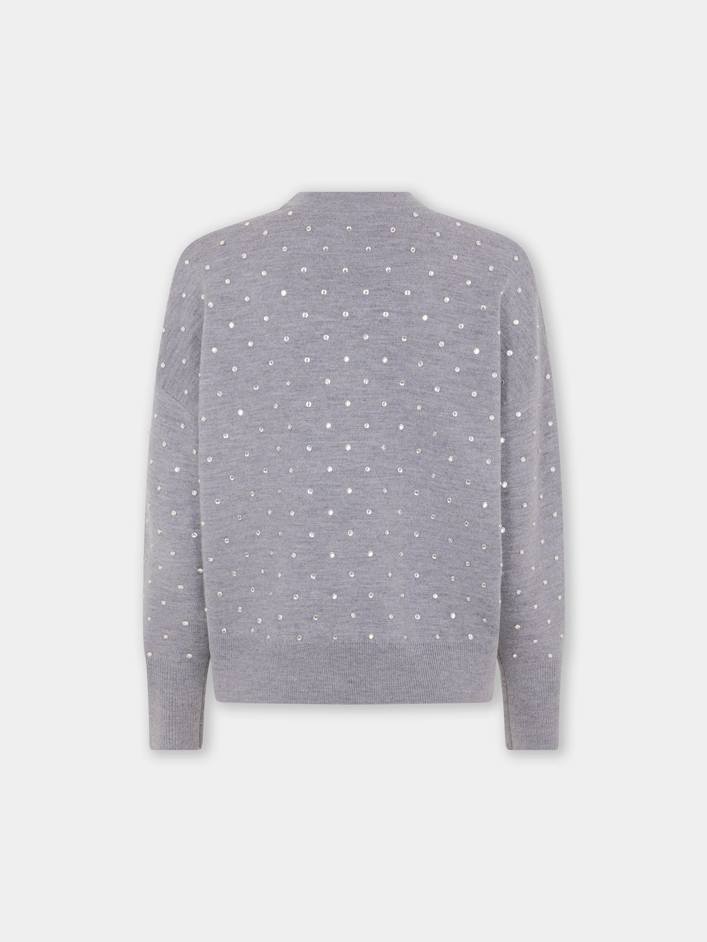 Grey crystal-embellished sweater in wool