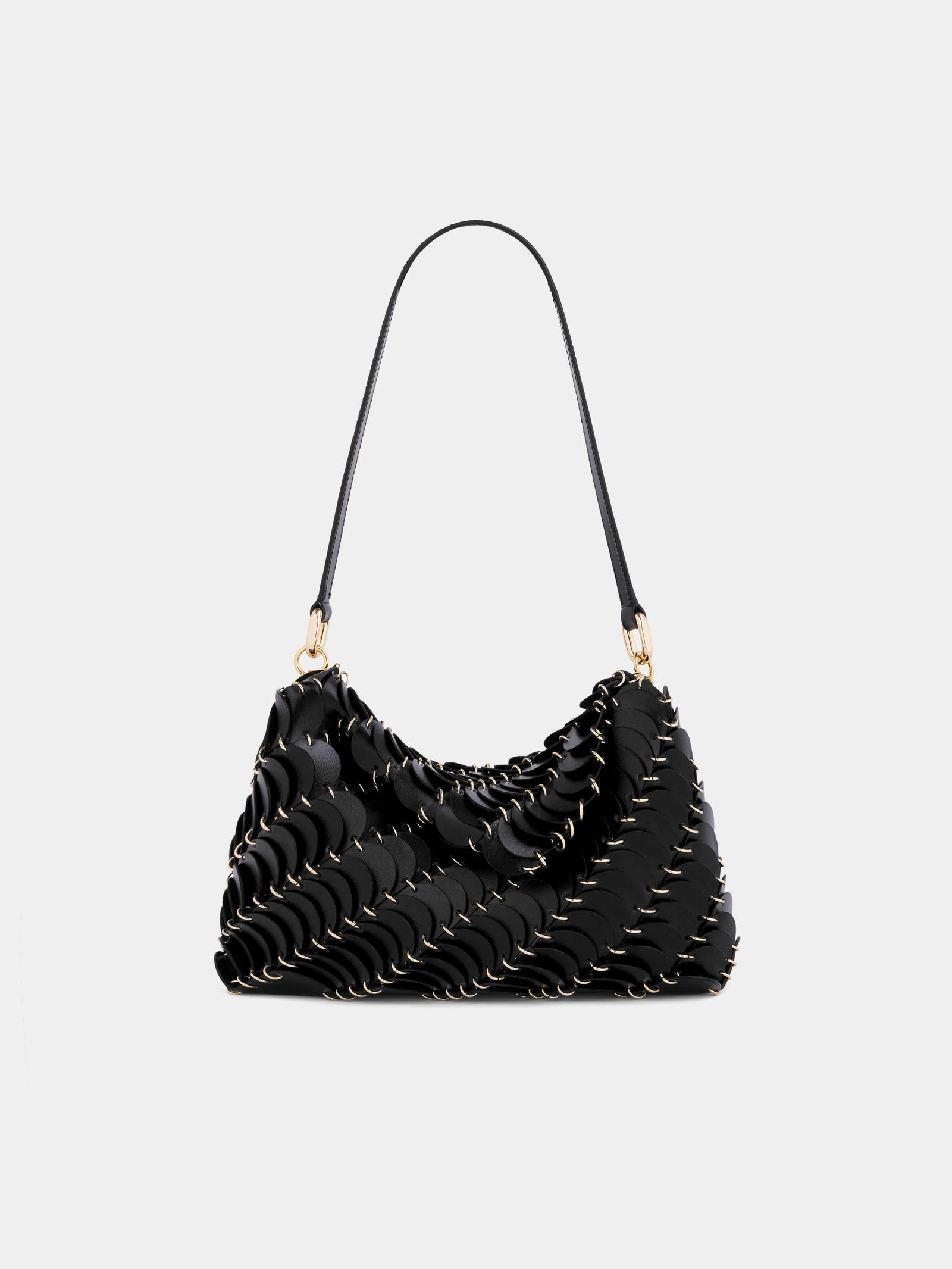Black Paco shoulder clutch in calfkin leather position 1 - Image 1