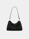 Black Paco shoulder clutch in calfkin leather position 1
