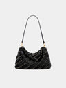 Black Paco shoulder clutch in calfkin leather