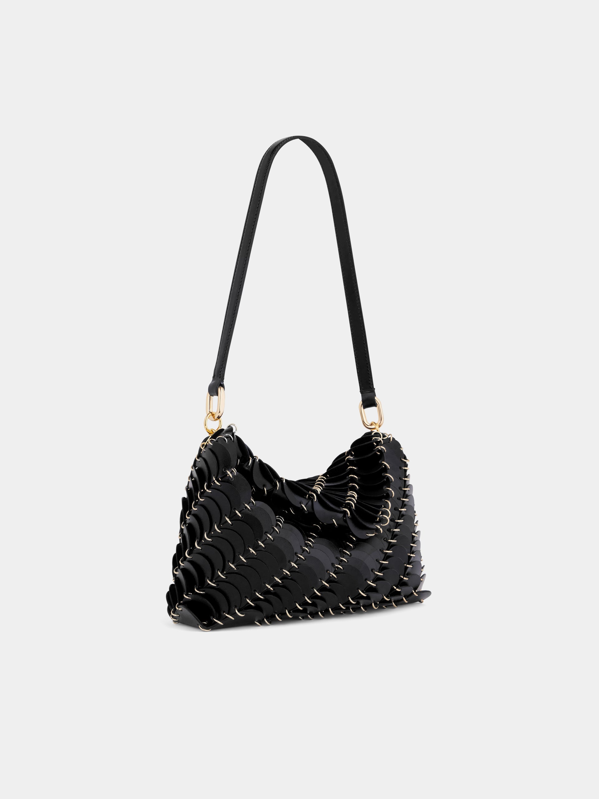 Black Paco shoulder clutch in calfkin leather position 2