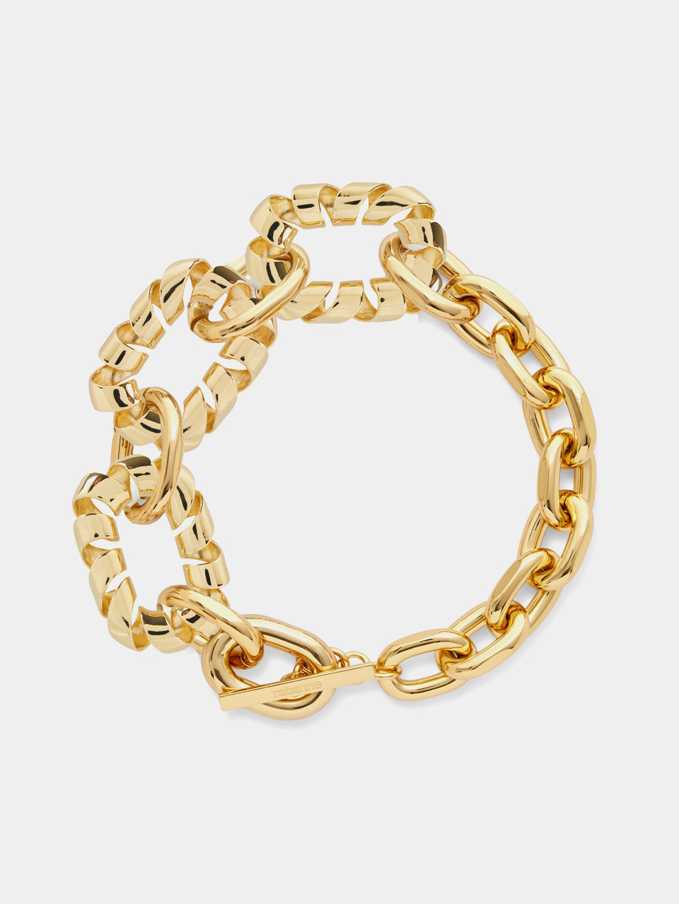 Gold oversized XL link twist necklace