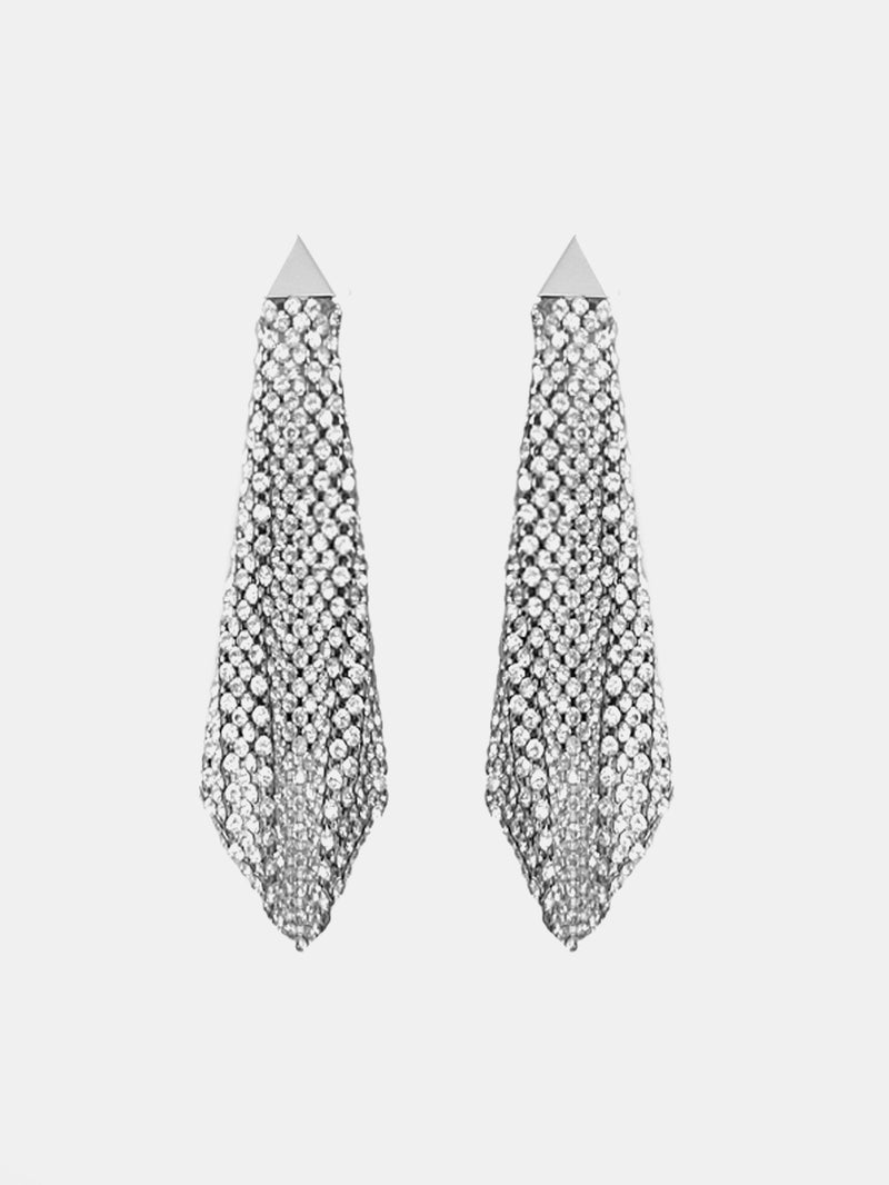 Silver Chainmail earrings with rhinestones