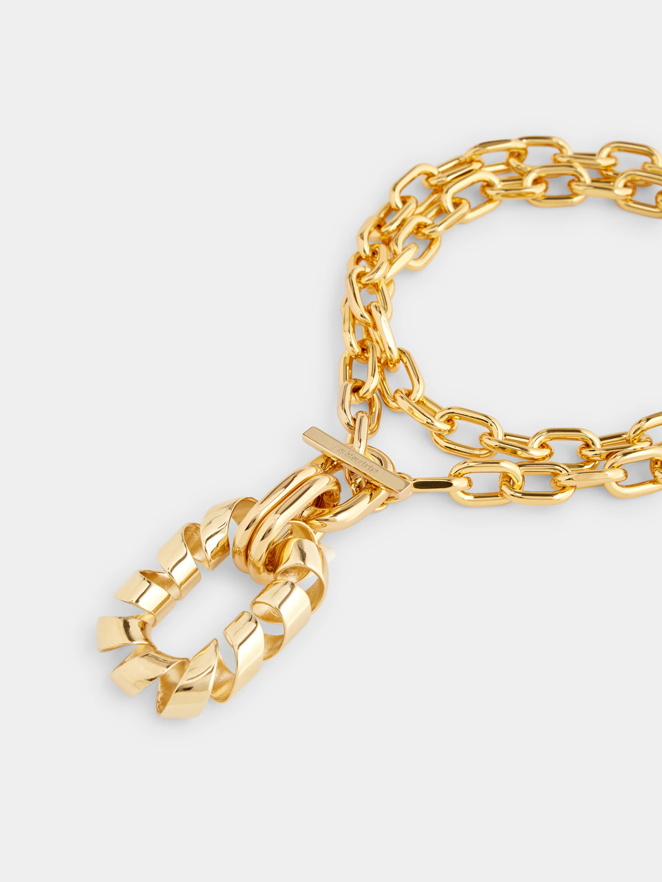 Gold XL link twist necklace with pendant