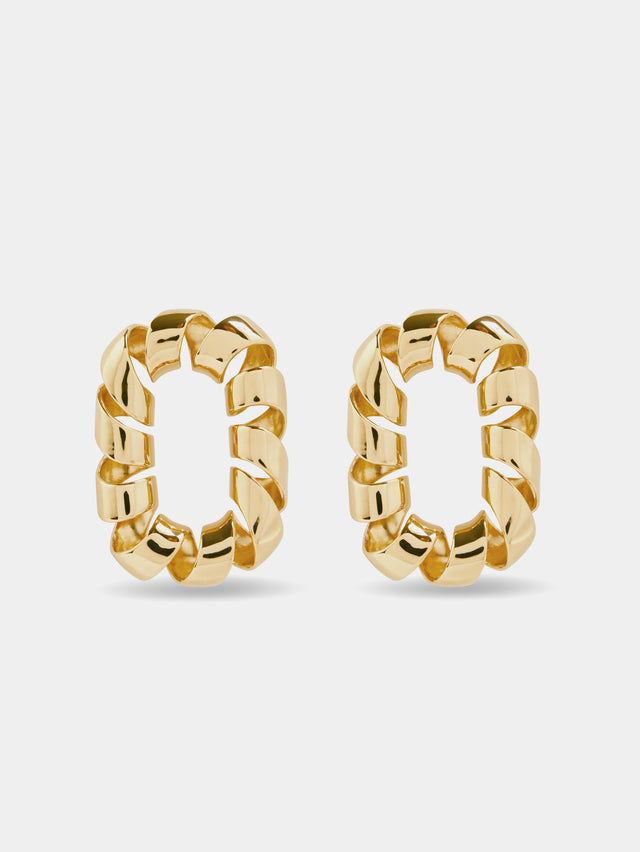 Gold XL Link twist earrings