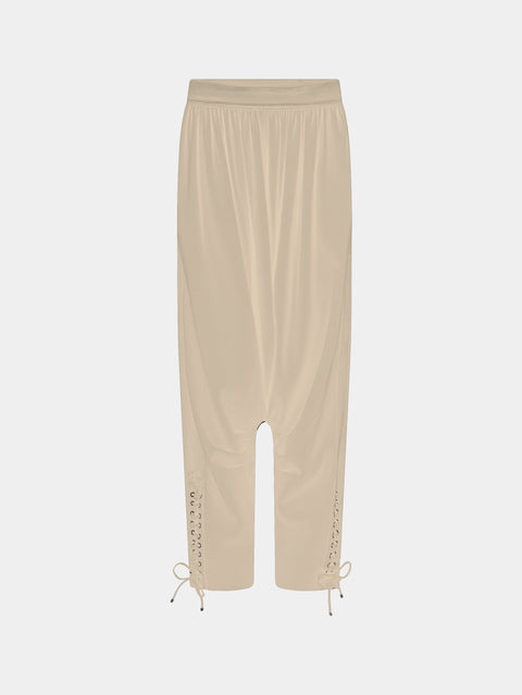 Tailored baggy sand colored pants in wool