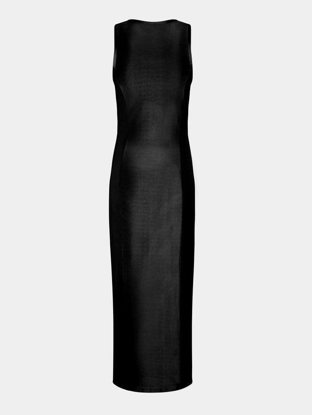 Sleeveless black drappé pression dress - Image 2