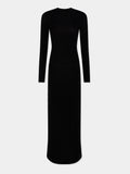 Black fitted second-skin dress embellished with silver logo