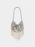 Iconic silver 1969 moon bag assembled with metallic pampilles