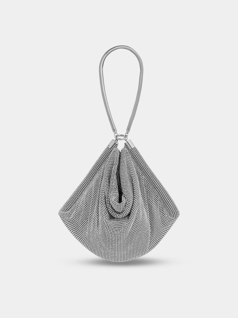 Silver chainmail pocket bag with crystal details