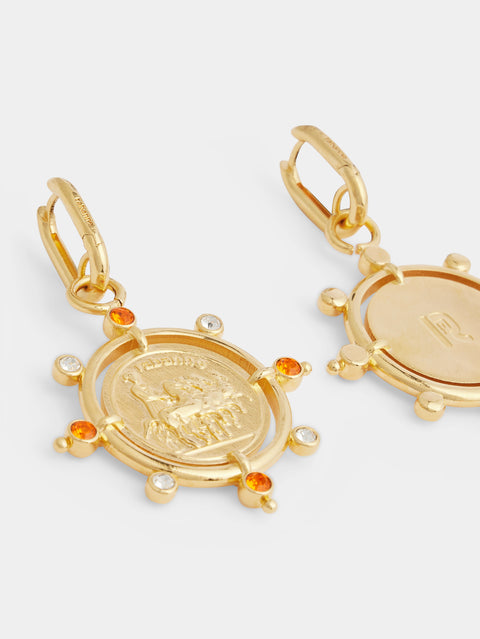 Sun Date medal earrings