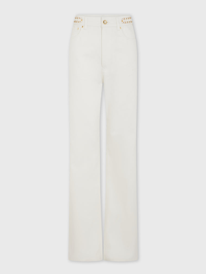 Off white denim jeans with 1969 discs signature