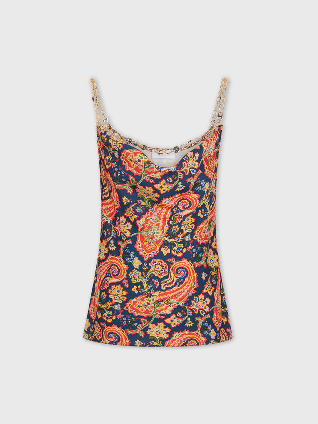 Paisley nuisette top with signature eight chain