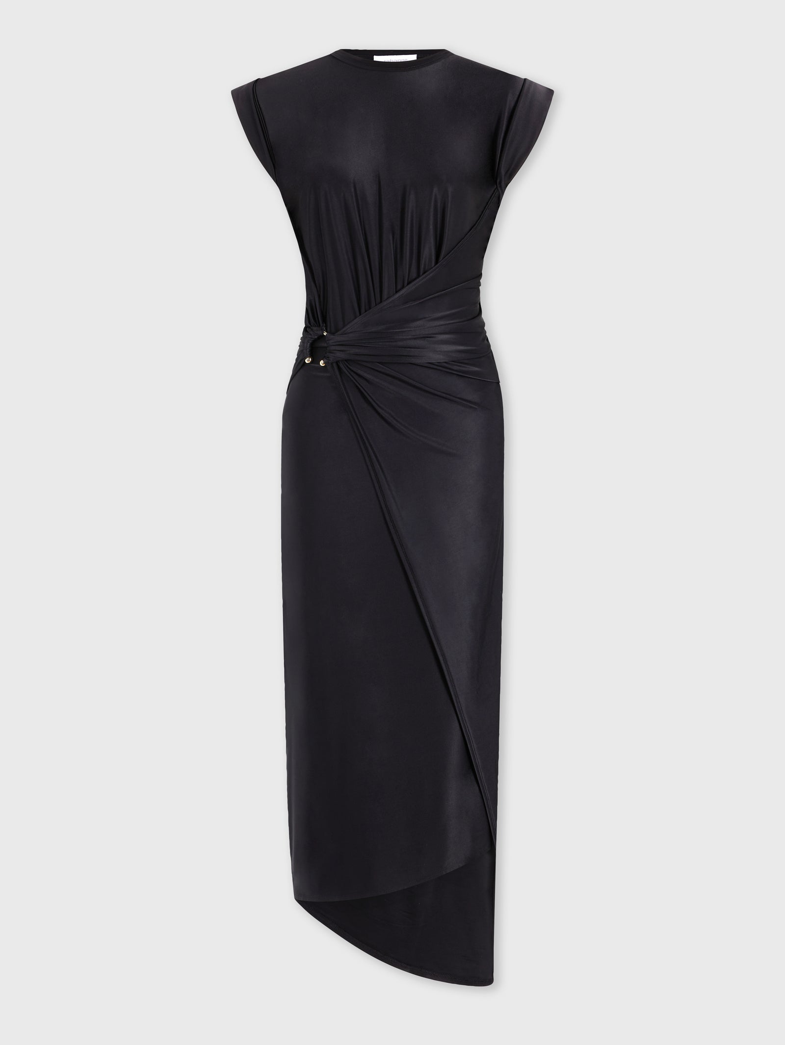 Black draped dress with signature piercing position 1 - Image 1