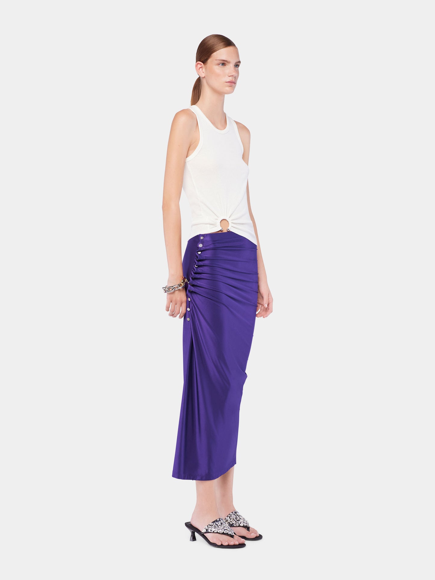 Midi draped jersey skirt