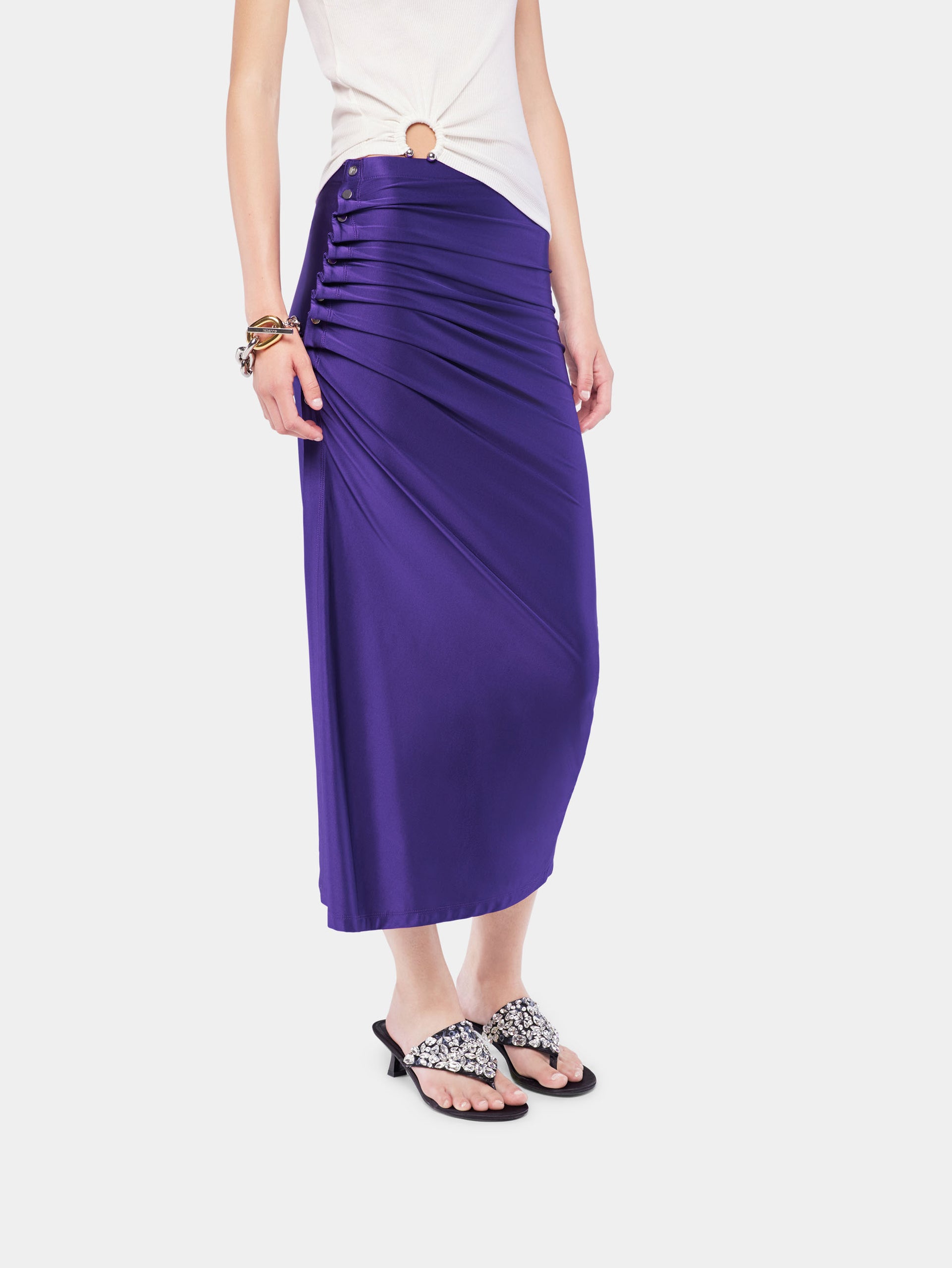 Midi draped jersey skirt