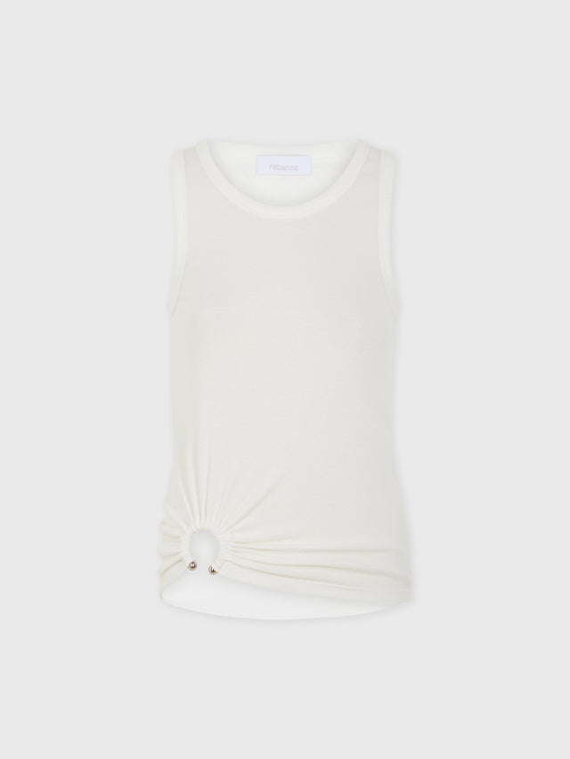 White Tank Top with signature piercing