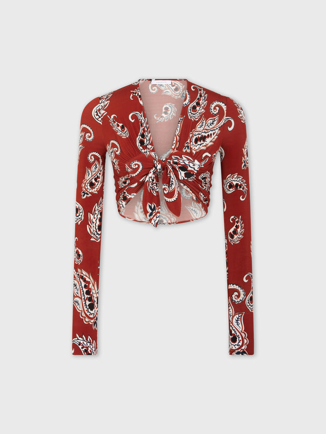 Paisley crop top with long sleeves