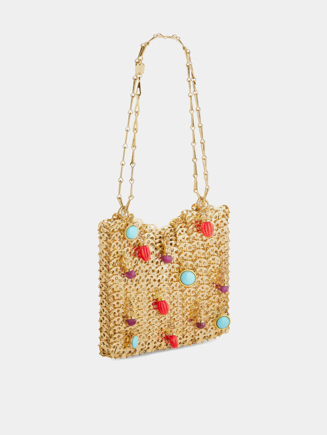 Iconic gold 1969 bag embellished with multi colored pampilles