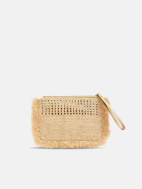 Natural raphia pouch