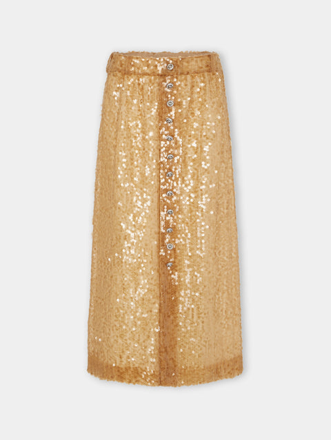 LONG SEQUIN-EMBROIDERED SKIRT