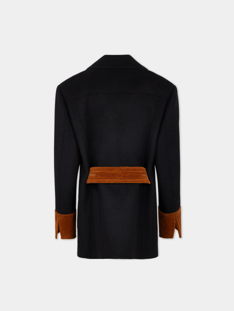 Black and Camel Wool Coat