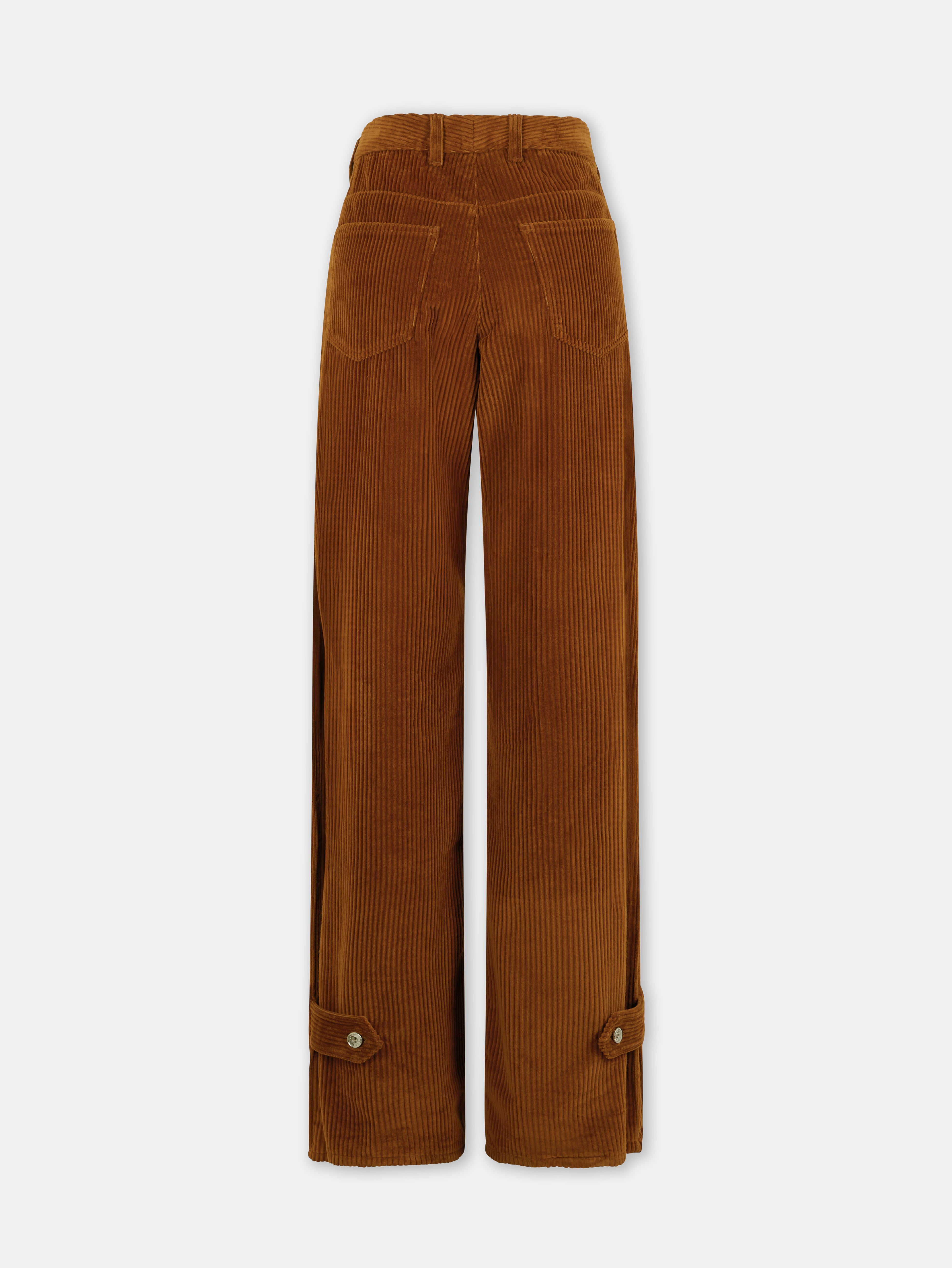 Woman fashion within corduroy pants